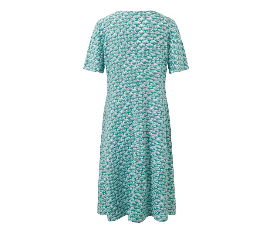 Vue arrière d'une robe à imprimé.