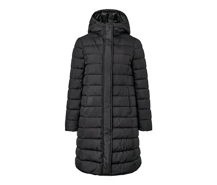 Manteau matelassé noir à capuche.