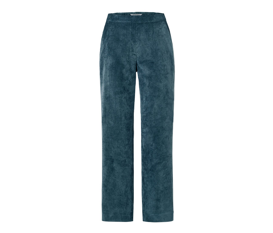 Pantalon en velours bleu foncé.