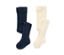 2 paires de collants enfant, unies - 1x bleu foncé, 1x crème