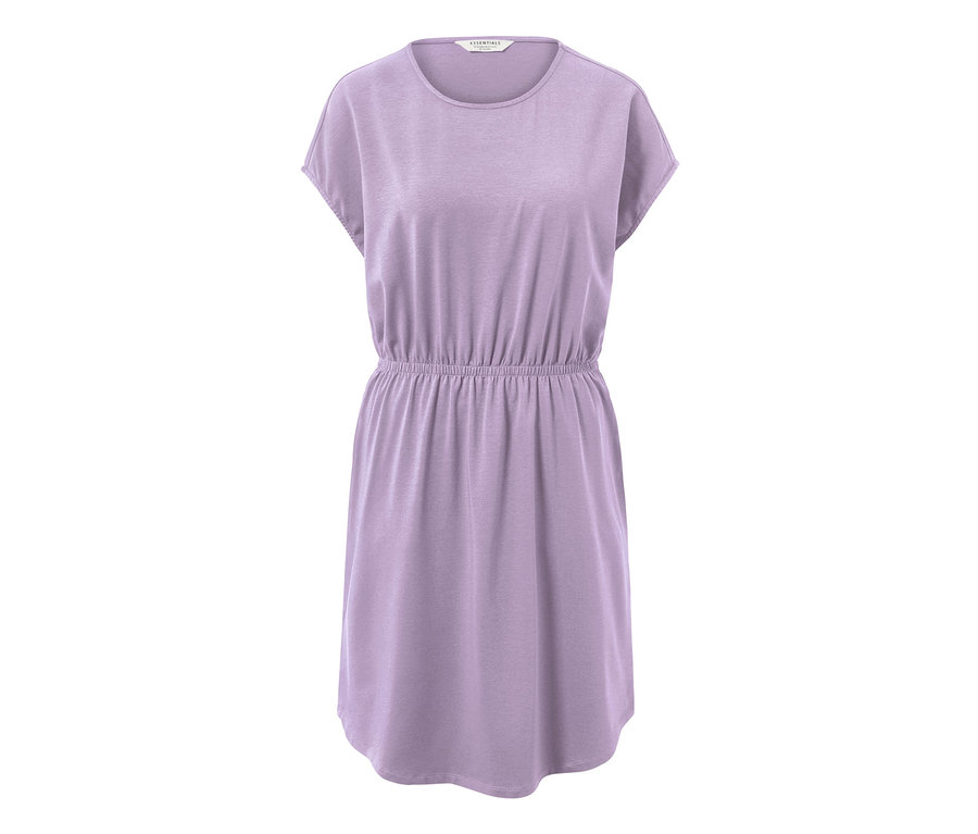 Robe en jersey lilas avec manches courtes et taille élastique.