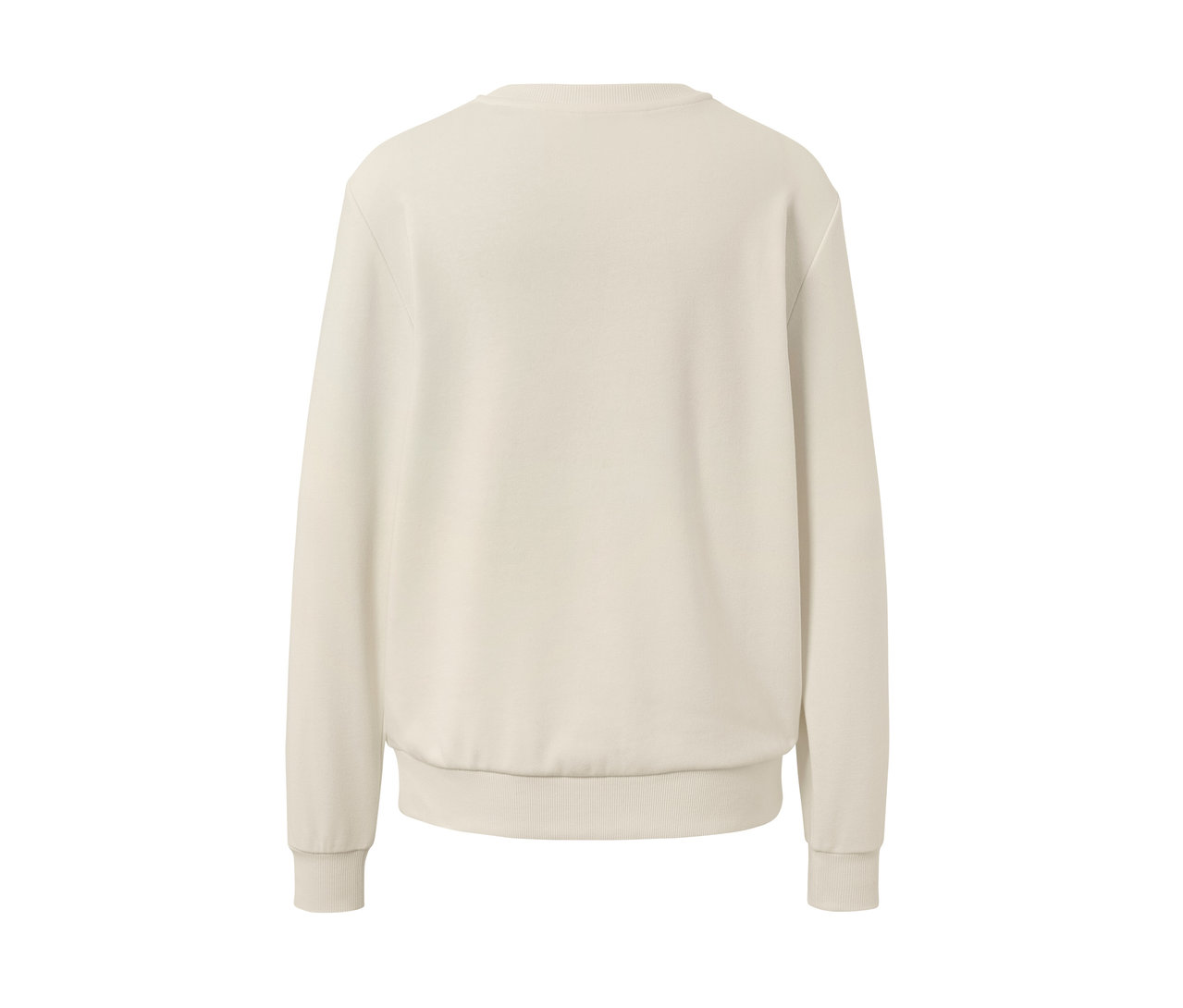 Un sweat-shirt crème avec broderie vu de dos.