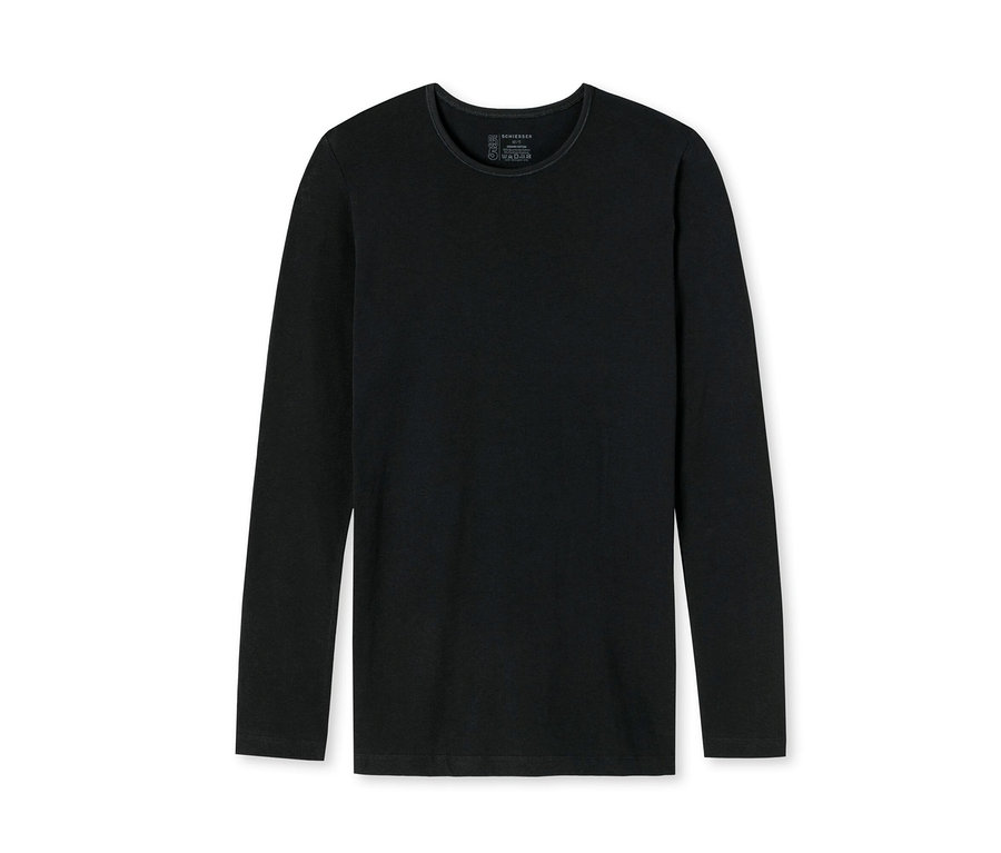 T-shirt manches longues SCHIESSER en coton bio, noir.