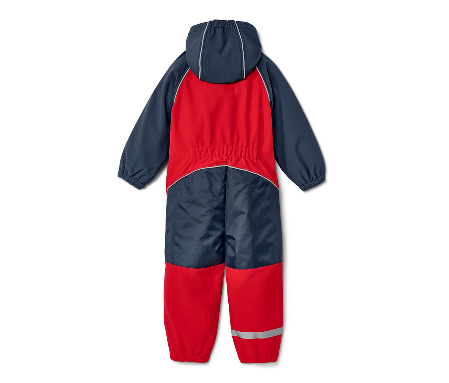 Combinaison en softshell rouge et bleu pour enfant.