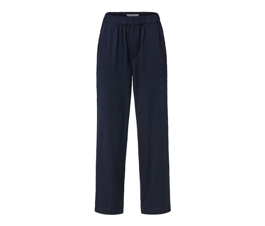 Pantalon tissé bleu foncé.