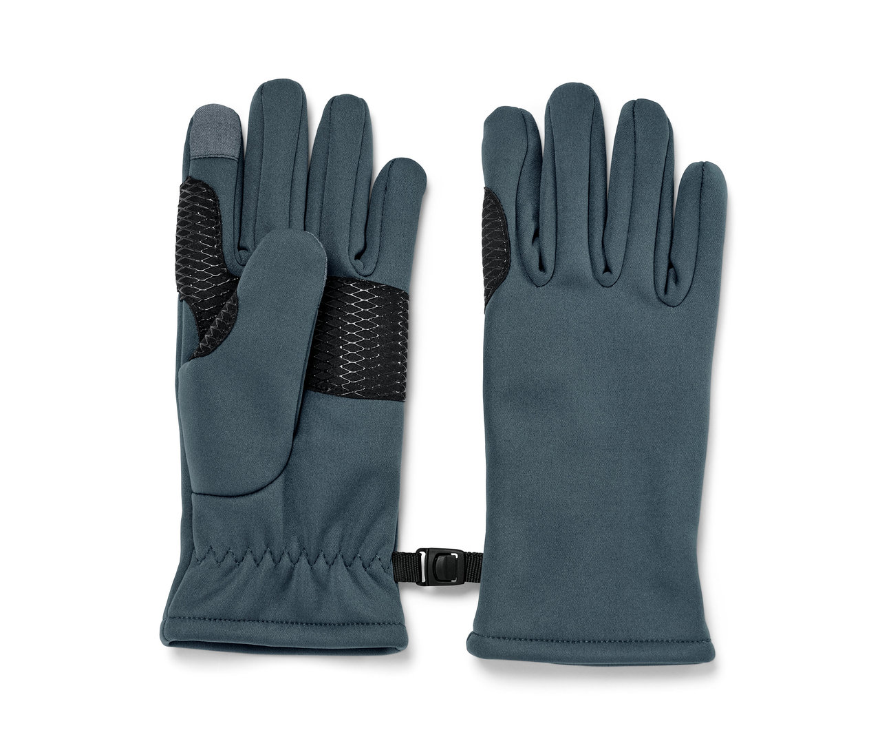 Deux gants softshell enfant gris côte à côte.