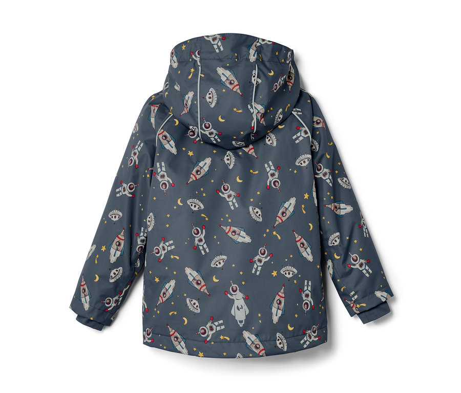 Veste de pluie thermique pour enfant bleu foncé avec motif spatial.