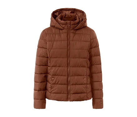 Veste matelassée à capuche, cognac.