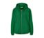 Jaquette en sweat vert avec fermeture éclair et capuche.