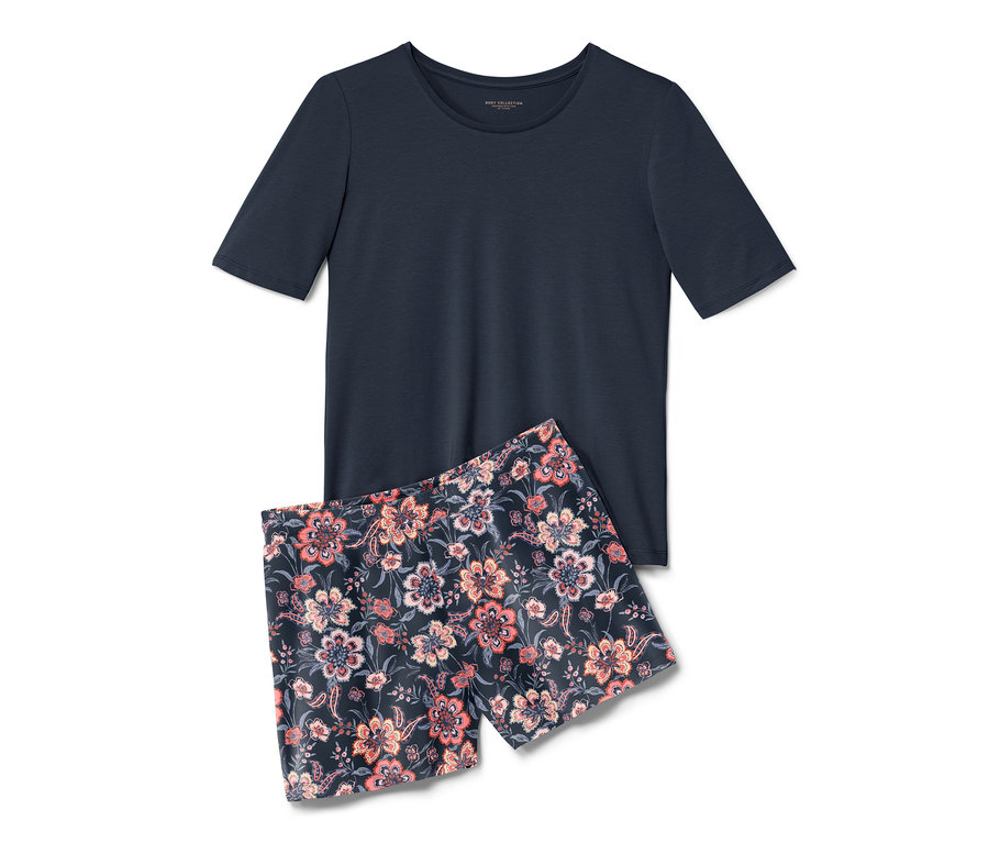 Pyjama court bleu foncé.