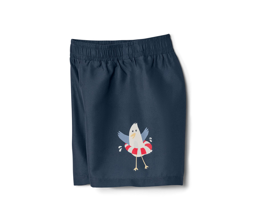Boardshort pour enfant bleu marine avec motif de mouette.