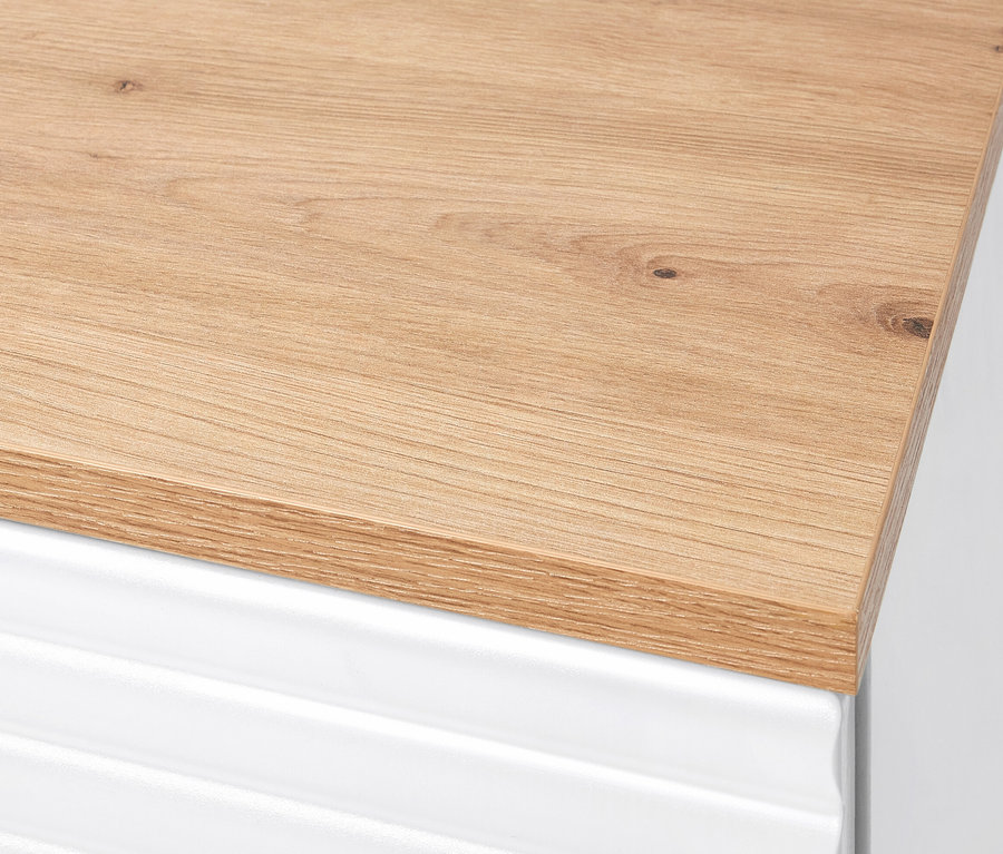 Détail du dessus d'un banc avec espace de rangement.