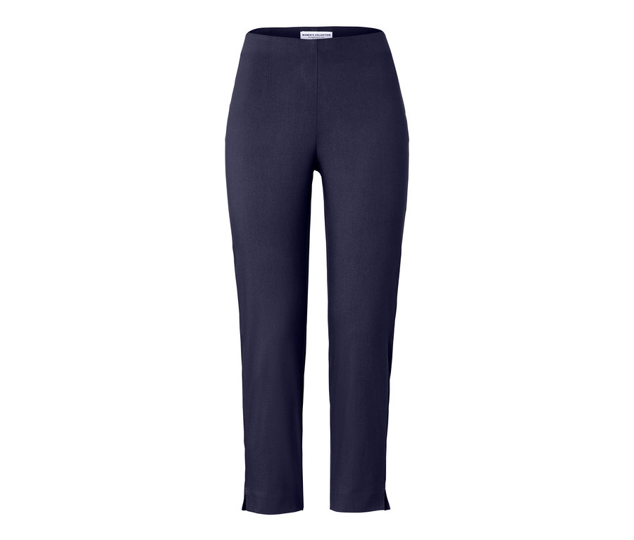 Pantalon stretch 7/8 bleu foncé.