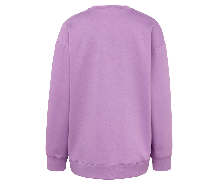 Vue arrière d'un sweat-shirt violet à manches longues.