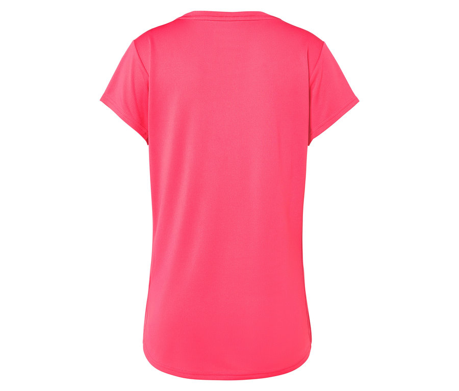 Vue arrière d'un t-shirt rose à manches courtes.