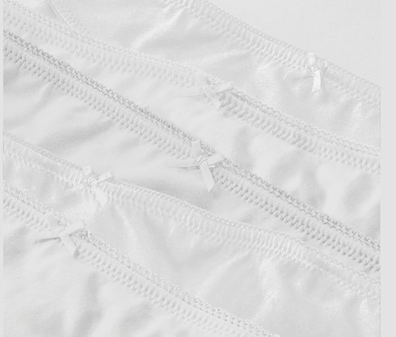 Détail de 5 slips blancs.