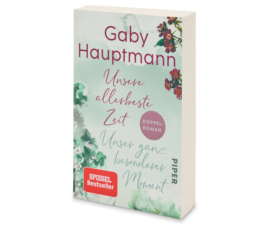 Gros plan sur la couverture du livre Double roman « Unsere allerbeste Zeit » et « Unser ganz besonderer Moment » (en allemand).