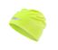 Bonnet thermique jaune fluo avec imprimé réfléchissant.