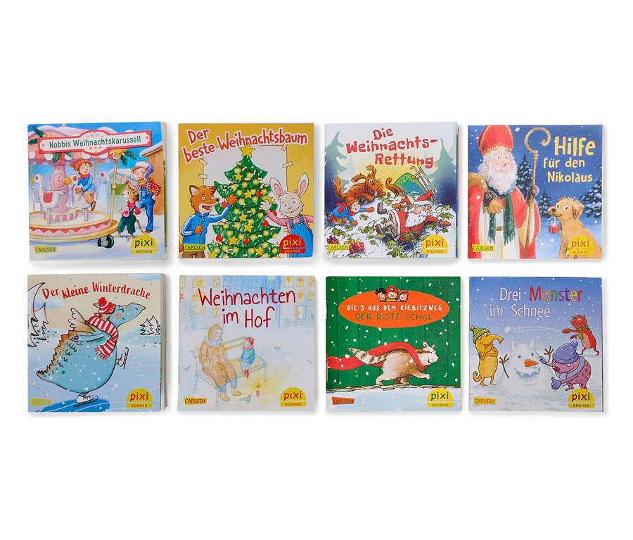 Huit livres pour enfants sur le thème de Noël.
