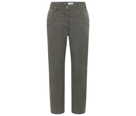 Pantalon CECIL « Scarlett » vert olive avec poches avant et fermeture boutonnée.