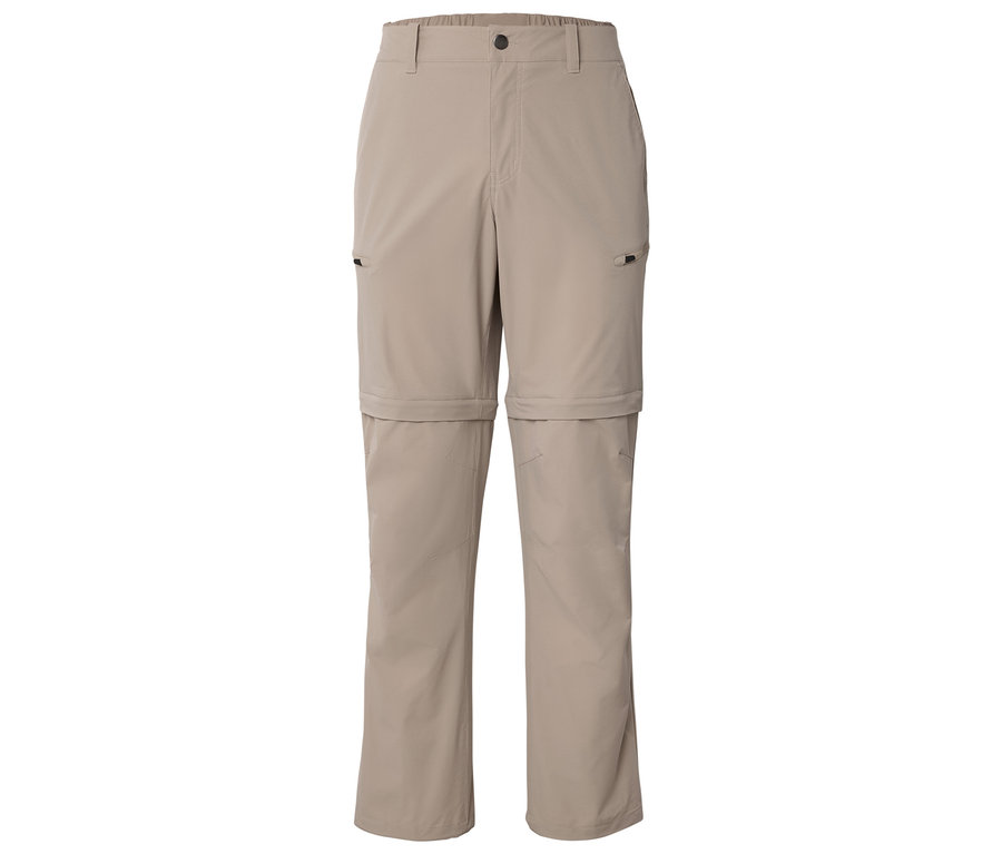 Pantalon de randonnée beige avec jambes amovibles.