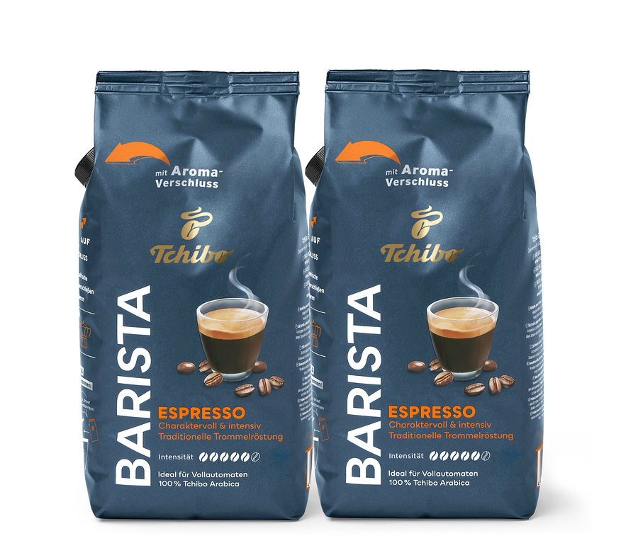 Deux paquets de café Tchibo Barista Espresso.