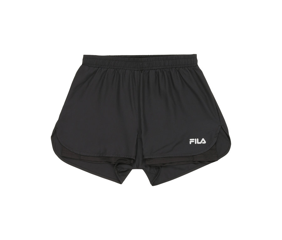Shorts de sport noirs pour femmes FILA, vue de face.