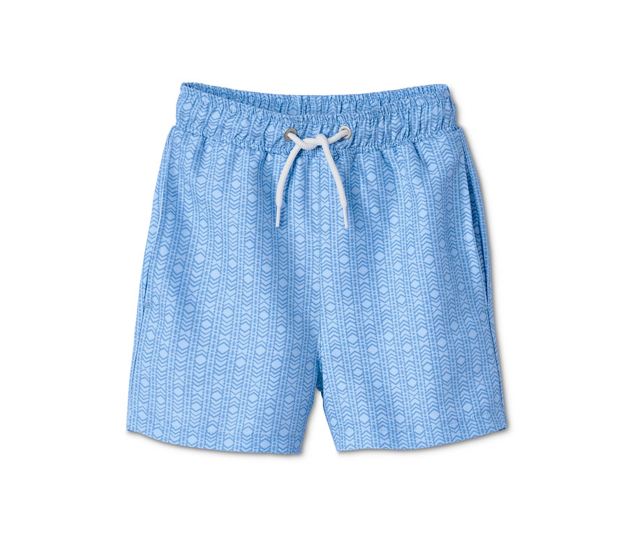 Short de bain bleu clair en polyester recyclé à motifs.