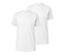 Deux t-shirts blancs à encolure ronde.