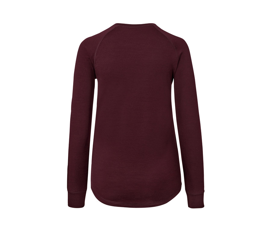 T-shirt technique rouge à manches longues en laine mérinos.