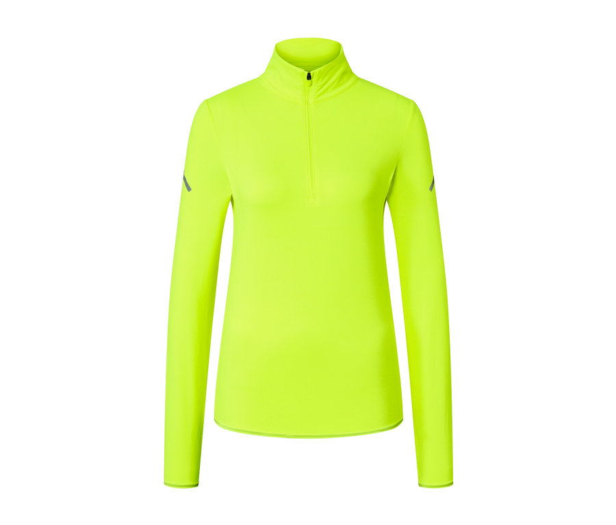 T-shirt fonctionnel thermique à manches longues jaune fluo avec un court zip.