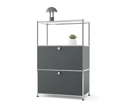 Commode en métal grise « CN3 » à 2 abattants.