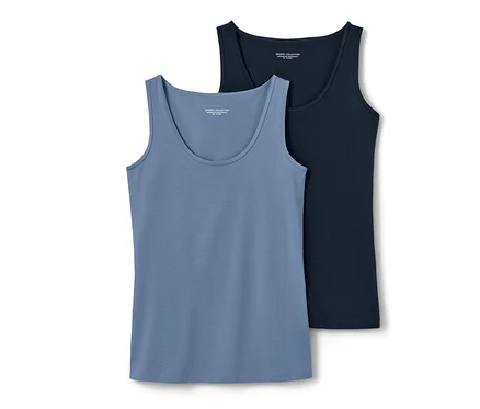 Deux tops, bleu et bleu marine.