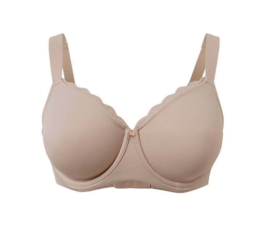 Soutien-gorge à armatures beige.