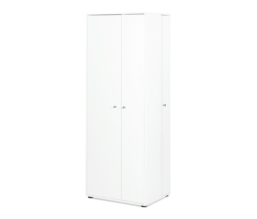 Armoire universelle blanche avec espace de rangement latéral.