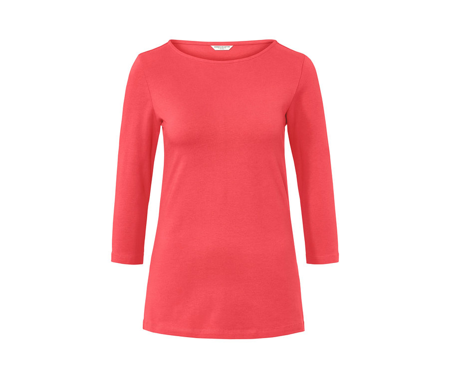 T-shirt corail à manches 3/4.
