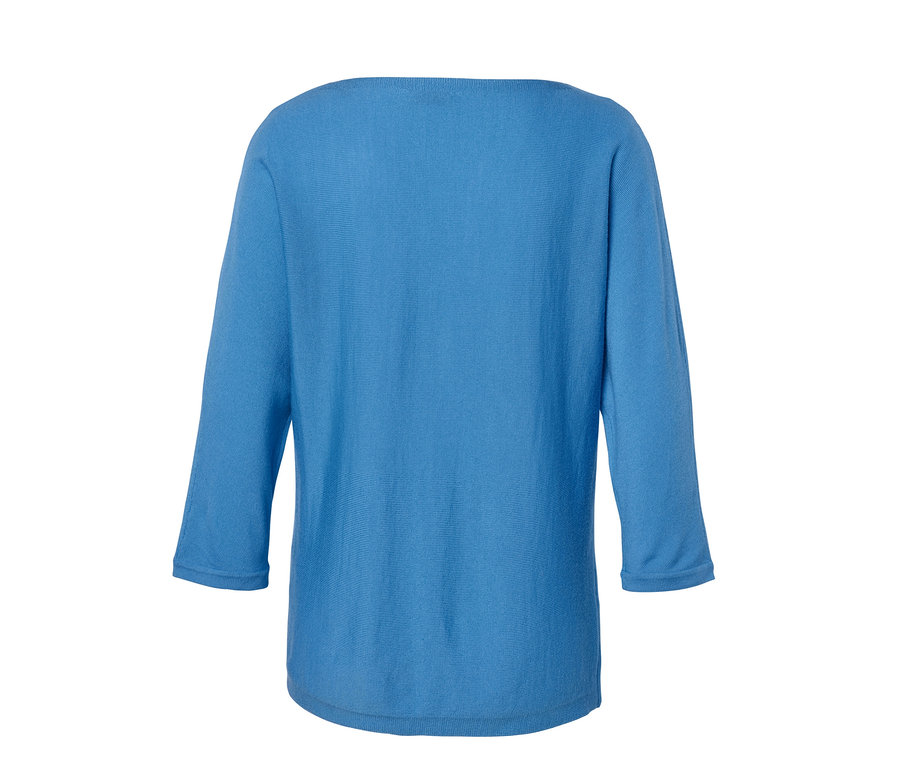 Pull en maille fine mérinos bleu cobalt.