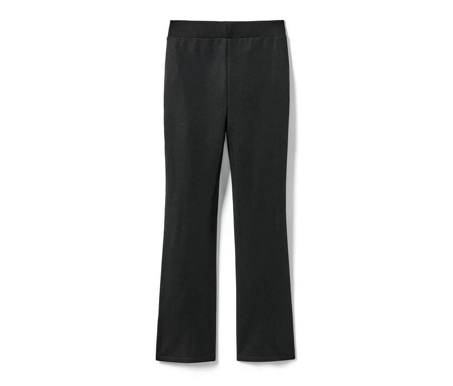 Un pantalon évasé noir pour enfant sur fond blanc.