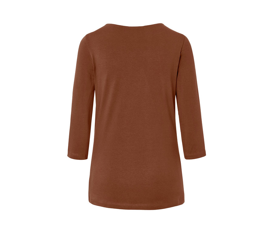 Vue arrière d'un t-shirt cognac à manches 3/4.