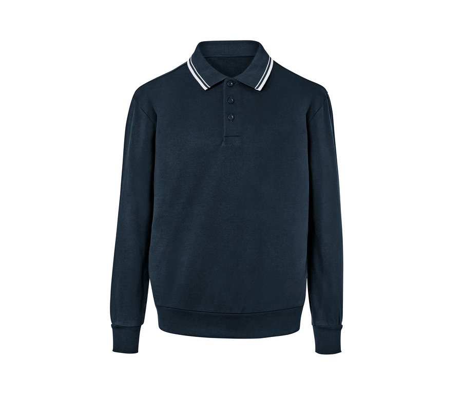 Sweatshirt marine avec col polo.