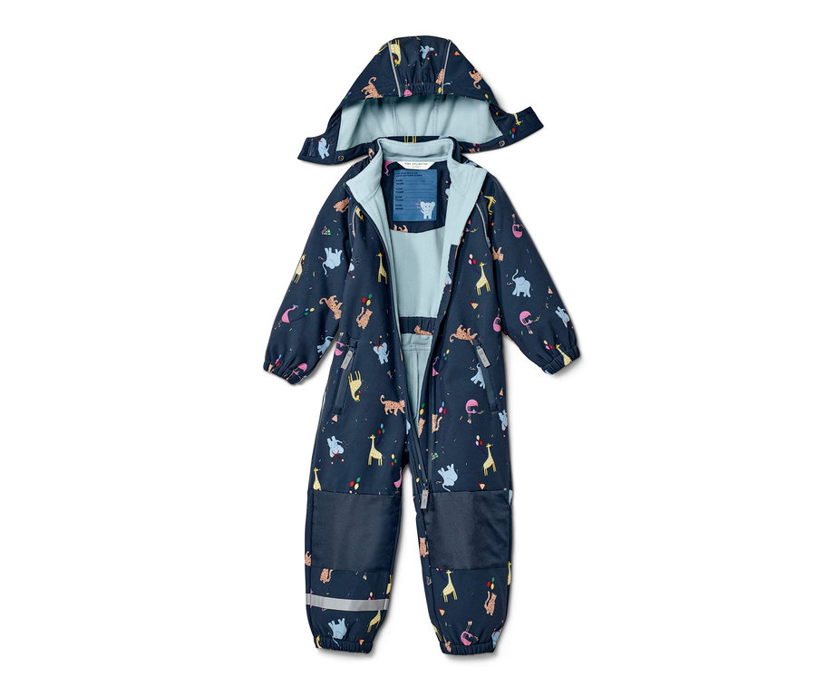 Combinaison en softshell pour enfant avec imprimé animaux.