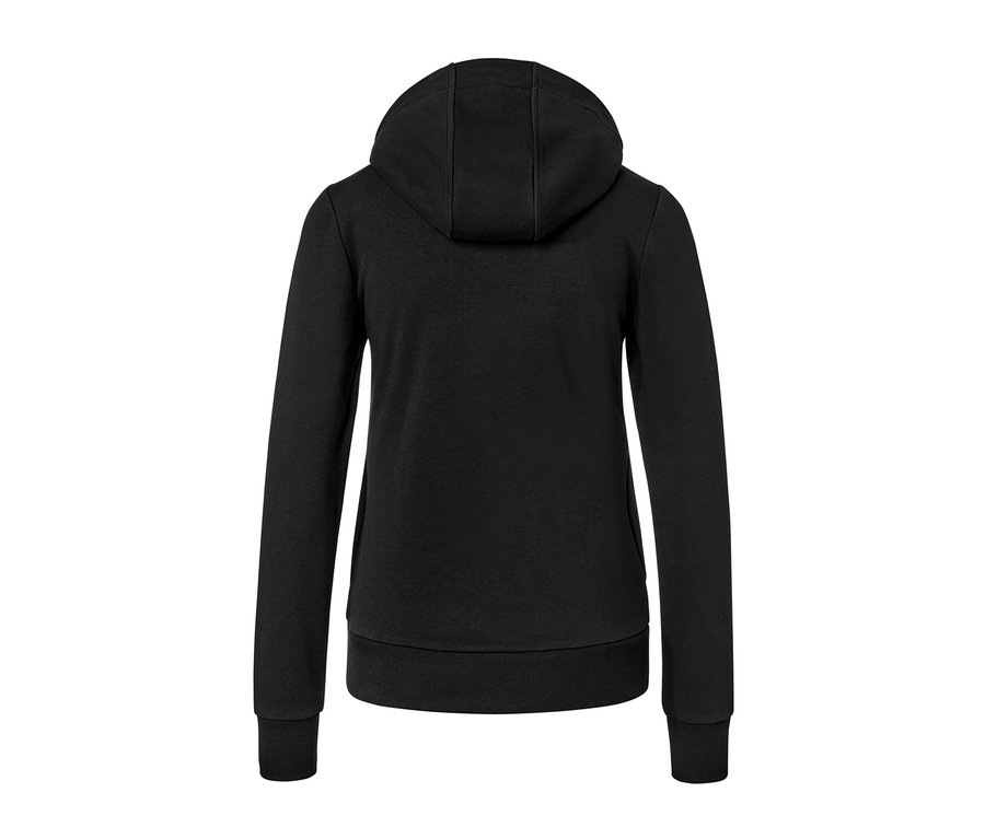 Vue détaillée de l'arrière d'une jaquette en sweat noire.