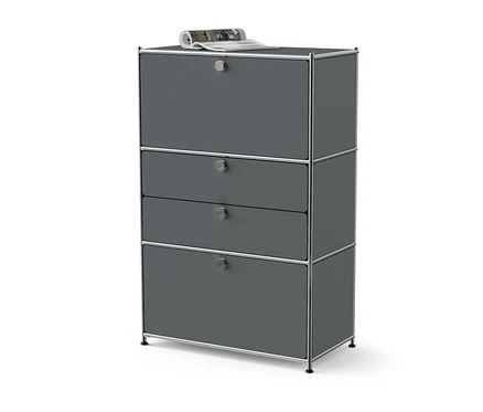 Commode en métal grise « CN3 » à 2 abattants et 2 tiroirs.