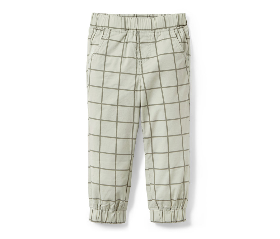 Pantalon à enfiler pour enfant – Fit « Ella », vert menthe avec motif à carreaux.