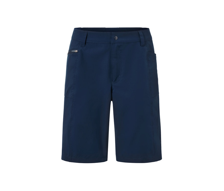 Short fonctionnel en softshell bleu foncé.