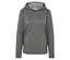 Un sweat à capuche gris sur fond blanc.