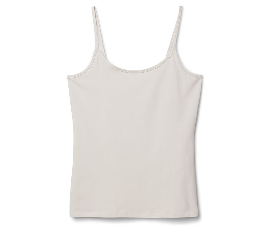 Débardeur beige à fines bretelles pour femme.