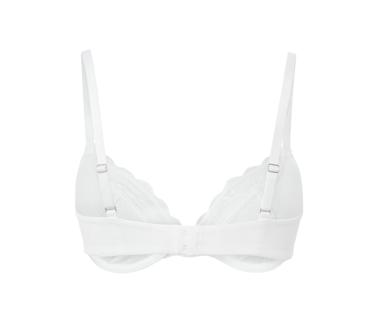 Vue détaillée de dos d'un soutien-gorge à armatures blanc.
