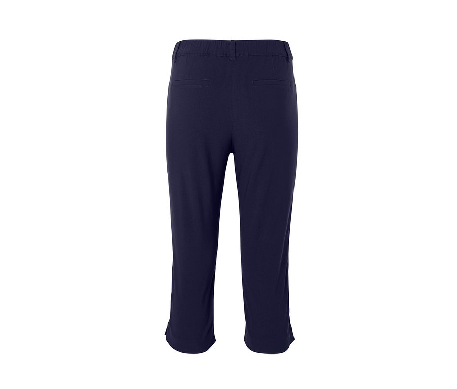 Pantalon 3/4 en bengaline bleu foncé vu de dos.