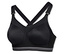 Soutien-gorge de sport noir High Impact SCHIESSER avec bretelles croisées et bande inférieure à rayures grises.